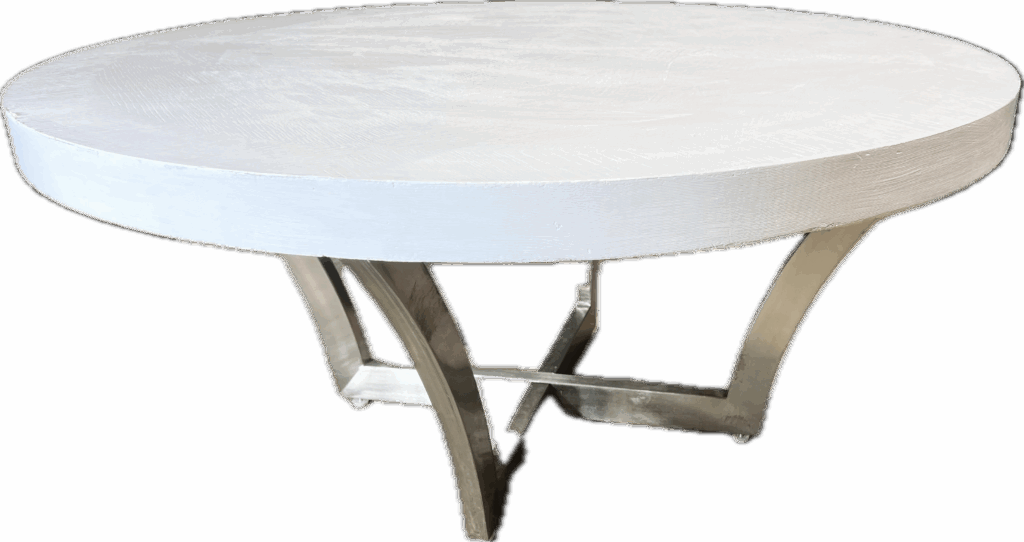 White Round Cocktail Table with Silver Base