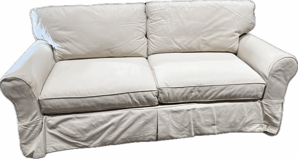 Cream Slipcovered Twill Sofa