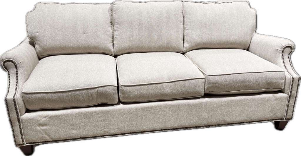 Wheat Traditional Sofa with Brass Nailheads