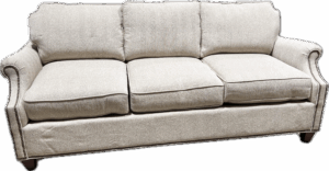 Wheat Traditional Sofa with Brass Nailheads