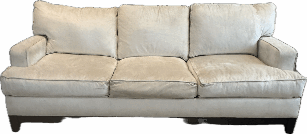 Cream Velvet Sofa with Dark Base