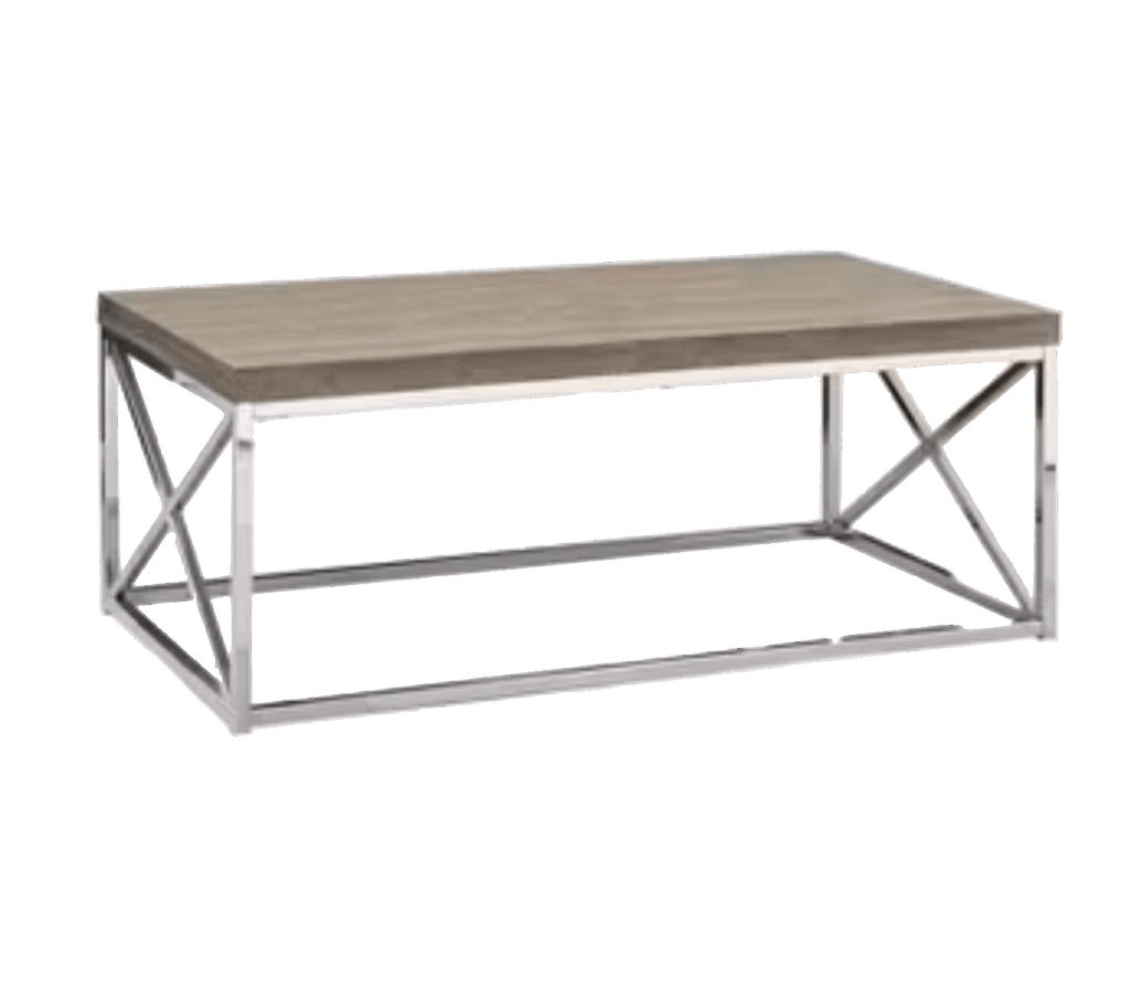 Wood Top Chrome Leg Rectangular Coffee Table