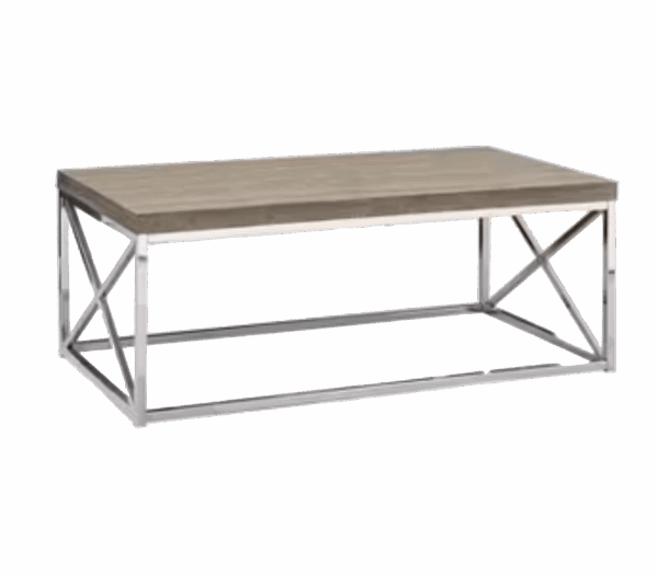 Wood Top Chrome Leg Rectangular Coffee Table
