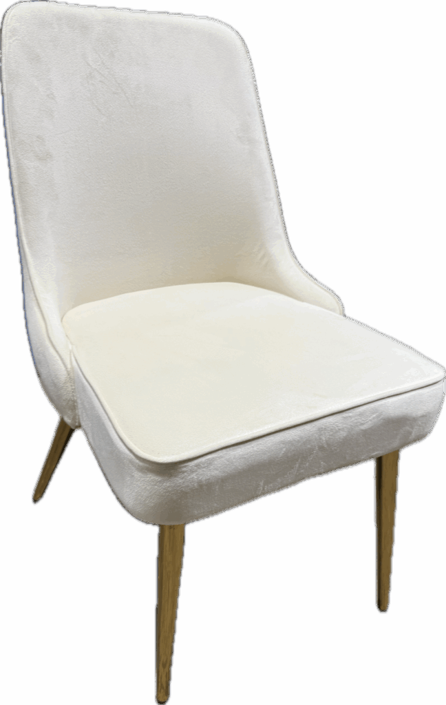 Cream Velvet Dining Chair with Gold Legs
