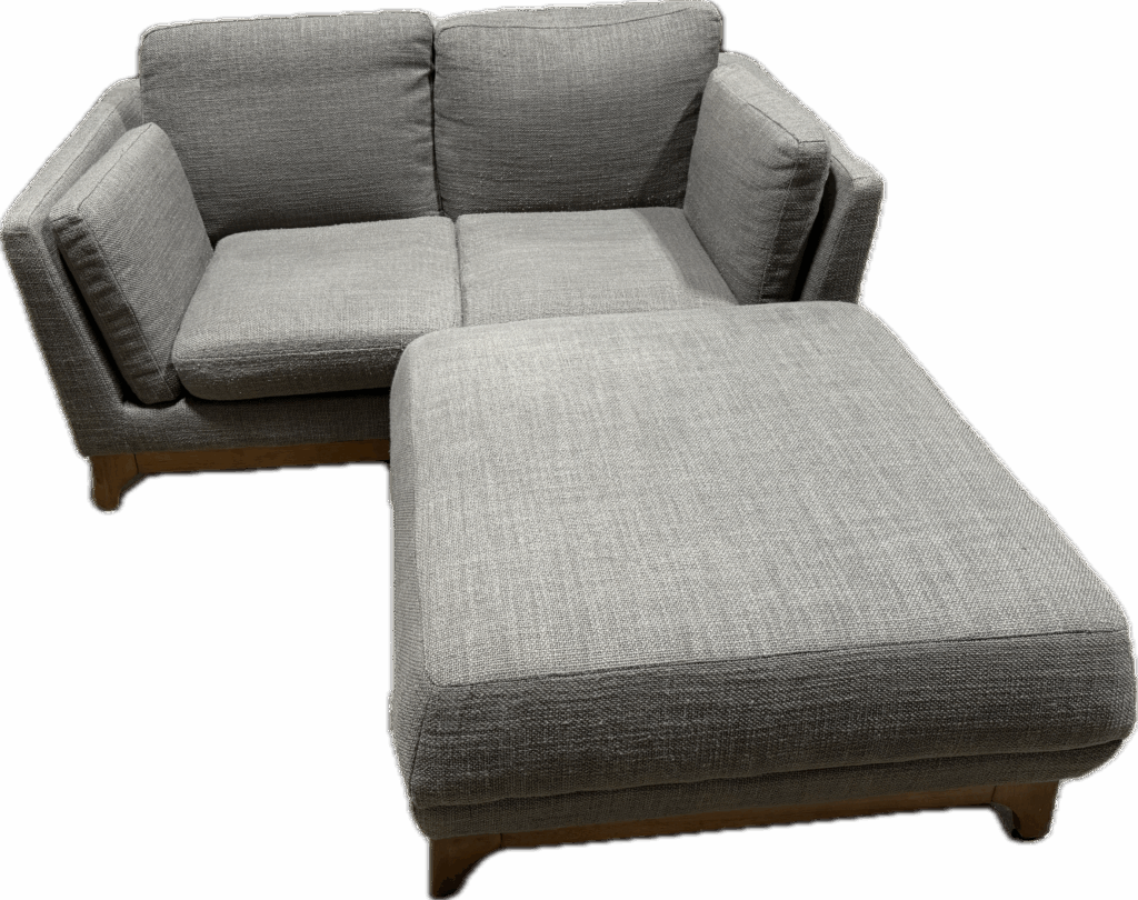 Small Grey Loveseat with Ottoman
