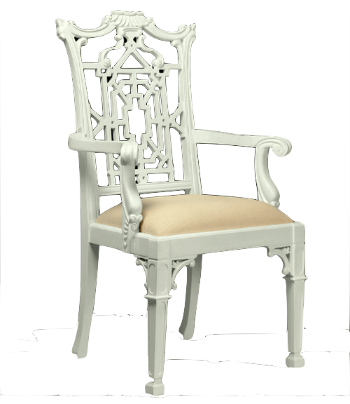 Chippendale Style White Lacquer Chairs