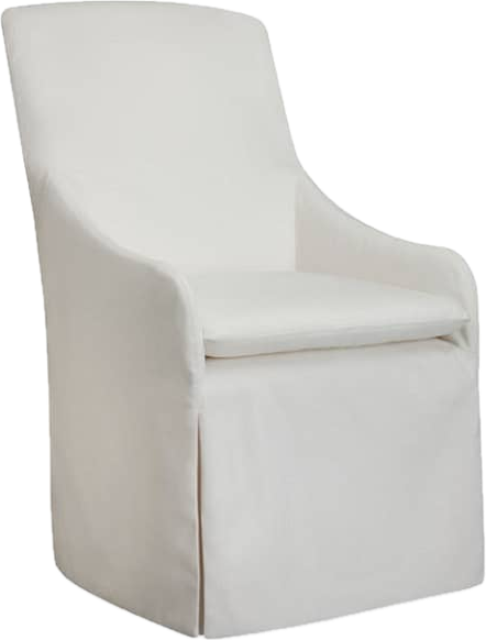 White Slipcovered Dining Chairs with Arms