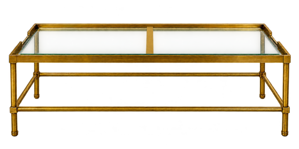 Cocktail Table with Gold Frame and Glass Top