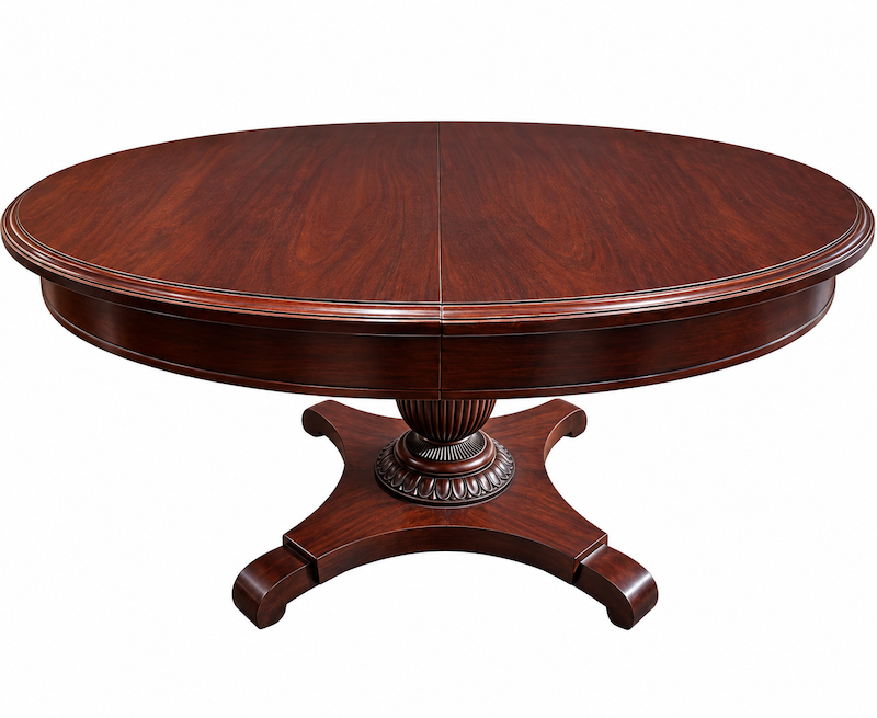 Cherry Finish Pedestal Dining Table with 1 leaf