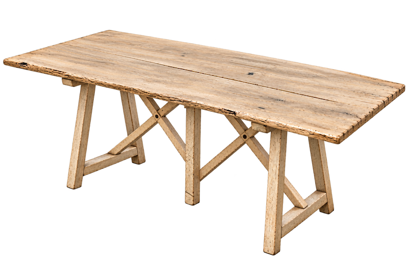 Distressed Light Wood Dining Table