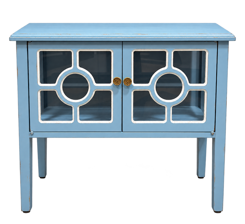 Light Blue Cabinet with Glass Doors