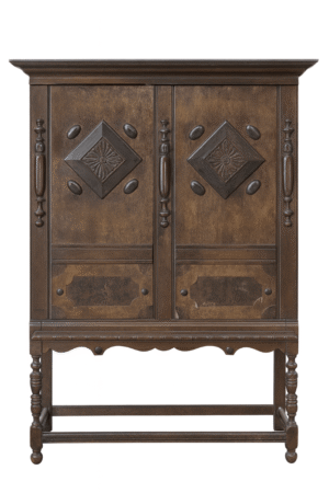 Tall Locking Cabinet with Wood Inlay