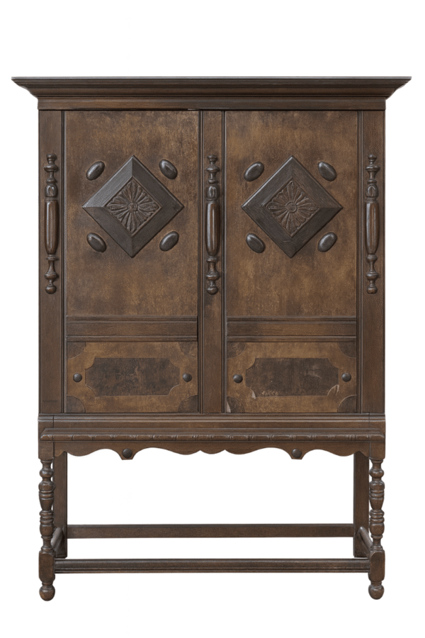 Tall Locking Cabinet with Wood Inlay