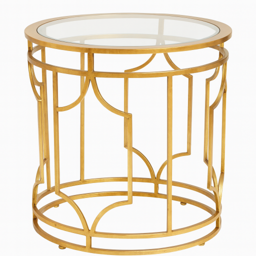 Elegant GIlded Gold Oval Metal Table