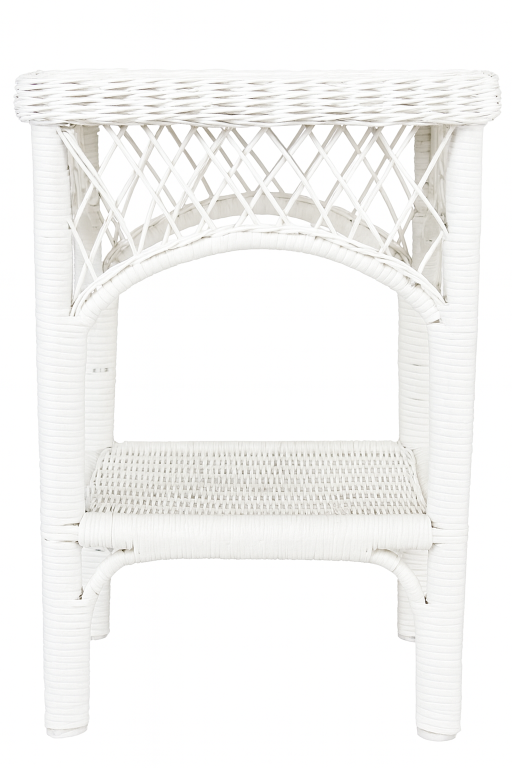 White Wicker Side Table