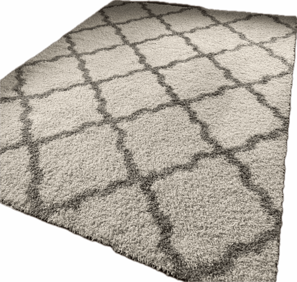 Grey Quatrefoil Shag Rug