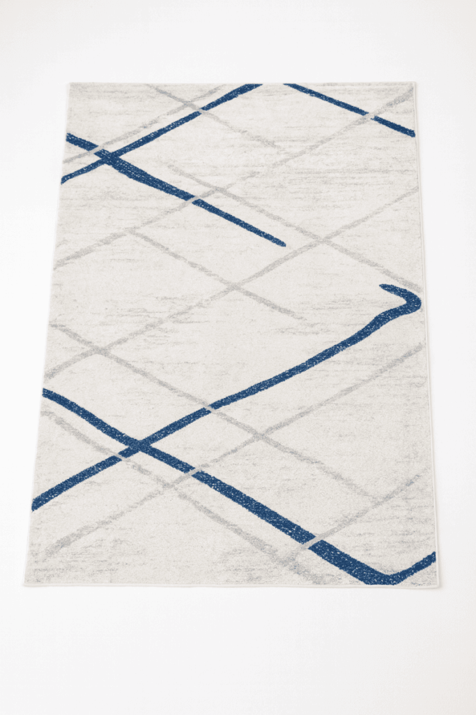 Blue and Grey Abstract Lines Rug