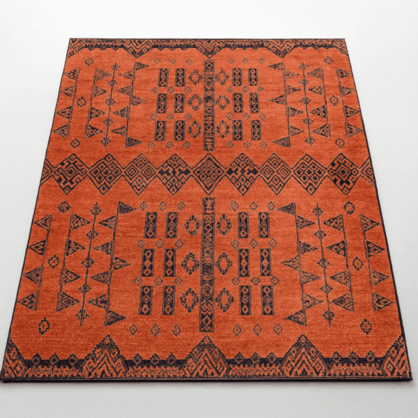 Red and Black Patterned Rug