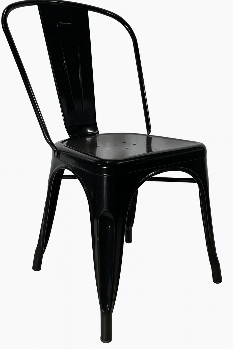 Shiny Black Metal Bistro Stacking Chair