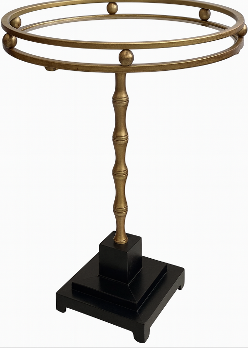 Mirror Top Gold and Black Pedestal Table