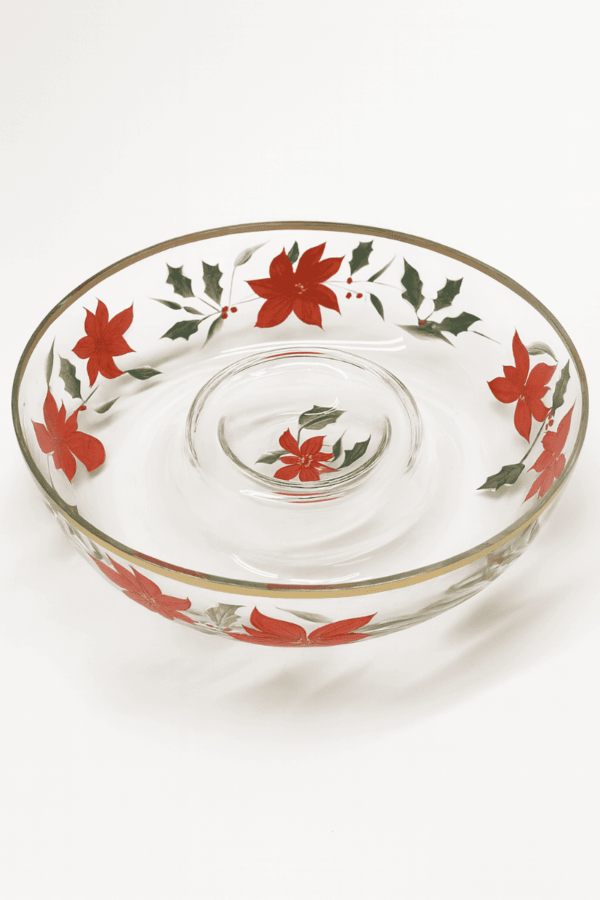 Vintage Glass Poinsettia Serving Dish