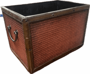 Red Wicker and Leather Box