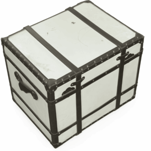 White and Brown Steamer Trunk