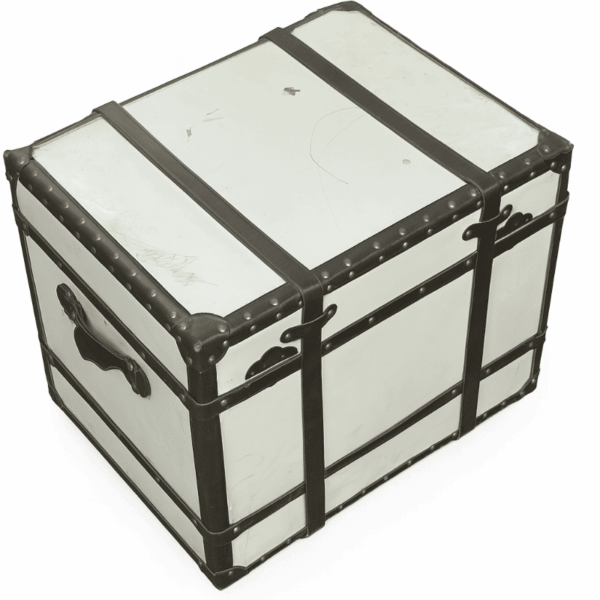 White and Brown Steamer Trunk