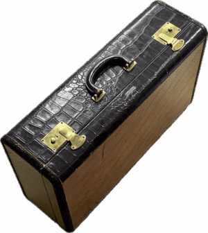 Vintage Faux Alligator Yellow and Brown Small Suitcase