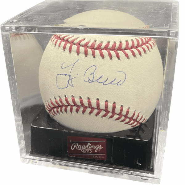 Yogi Berra Signed Baseball in Display Case