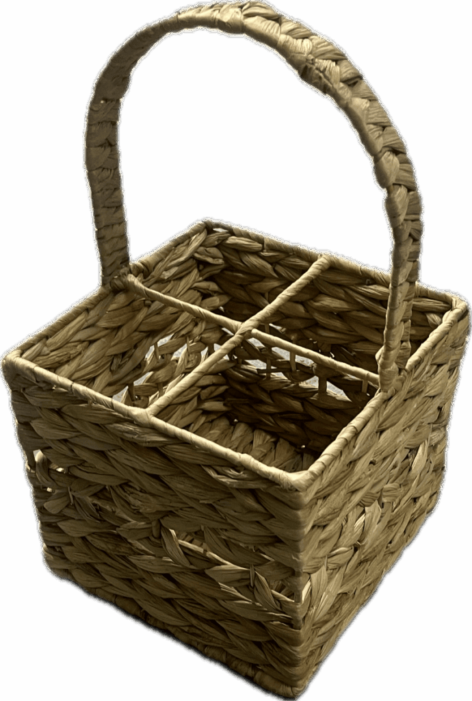 Square Wicker Silverware Basket with Handle