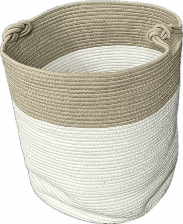 White and Taupe Laundry Basket