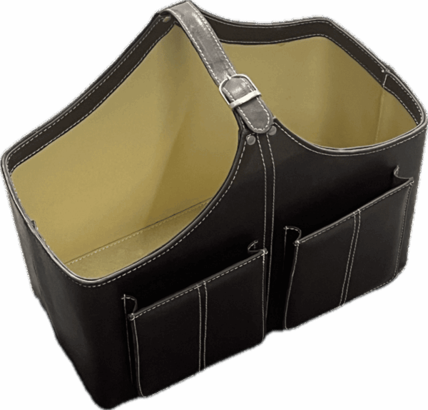Black Leather Storage Basket