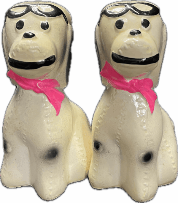 Dog with Pink Bow and Glasses Salt and Pepper Shakers