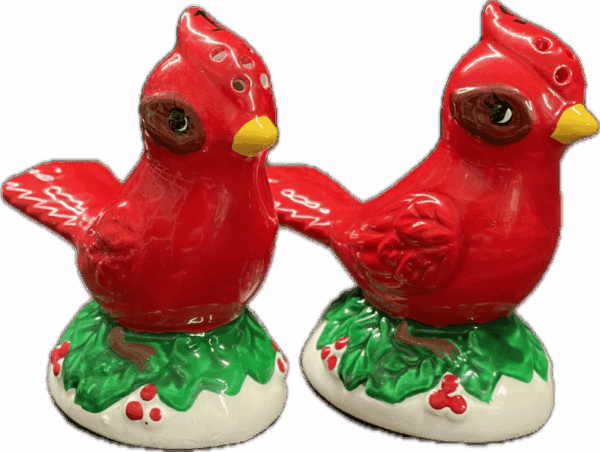 Vintage Mid-Century Modern Red Cardinal Salt and Pepper Shaker Set