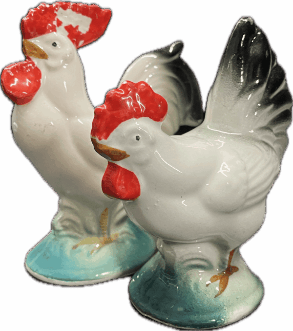 Vintage Rooster and Hen Salt and Pepper Shaker Set