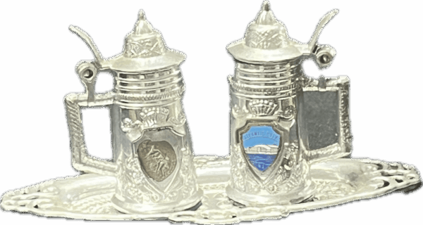 Atlantic City Silver Beer Stein Salt and Pepper Shakers