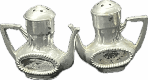 Silver Teapot Salt and Pepper Shakers