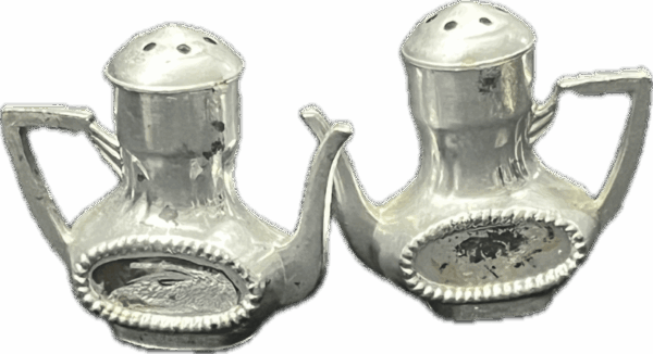 Silver Teapot Salt and Pepper Shakers