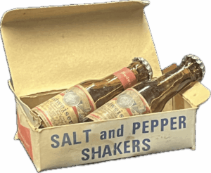 1960s Budweiser Beer Bottle Salt and Pepper Shakers