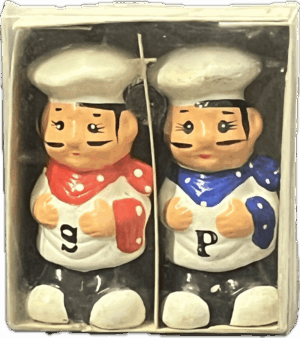 1945 Polka Dot Chef Salt and Pepper Shakers