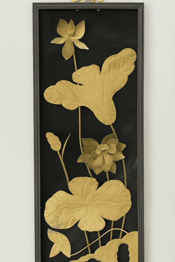Framed 3D Gold Metal Floral Artwork