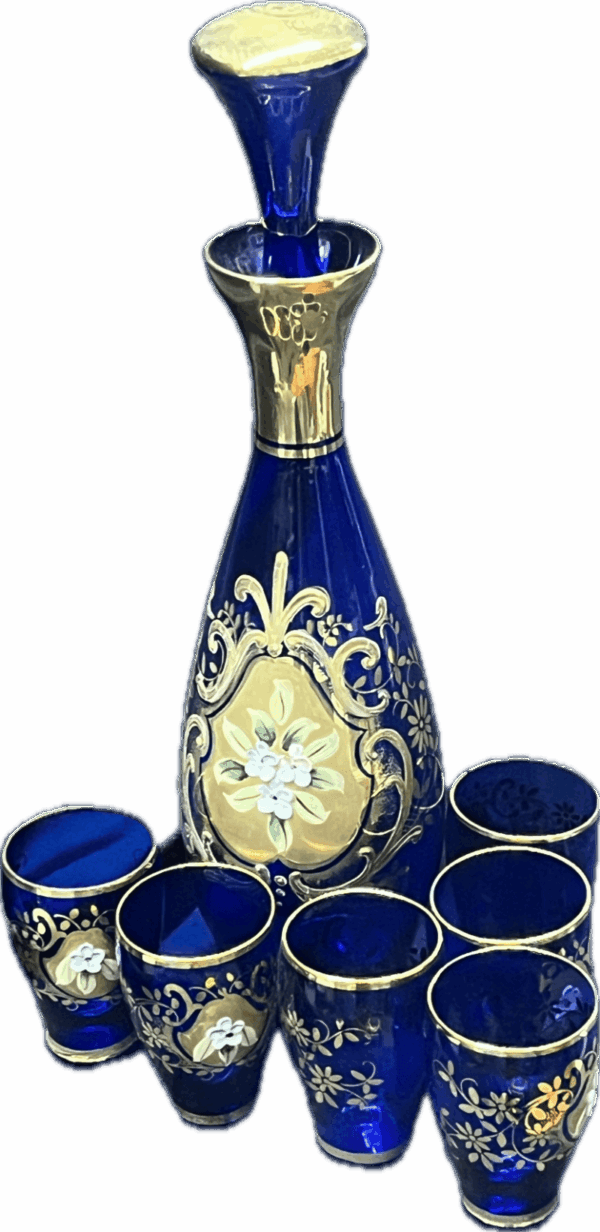 Venetian Murano Glass Decanter with 6 Glasses
