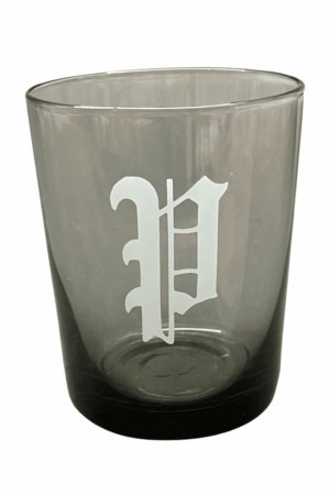 Smoky Grey Glassware Monogrammed "P" Set