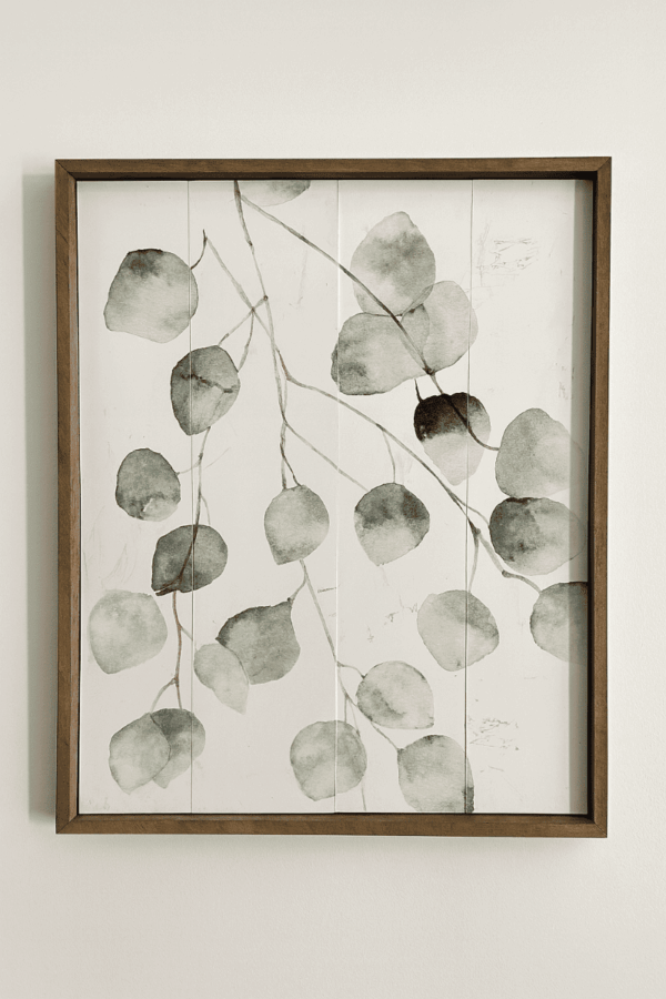 Watercolor Leaves on Wood Panels Framed