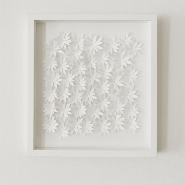 3D White Paper Florals Framed