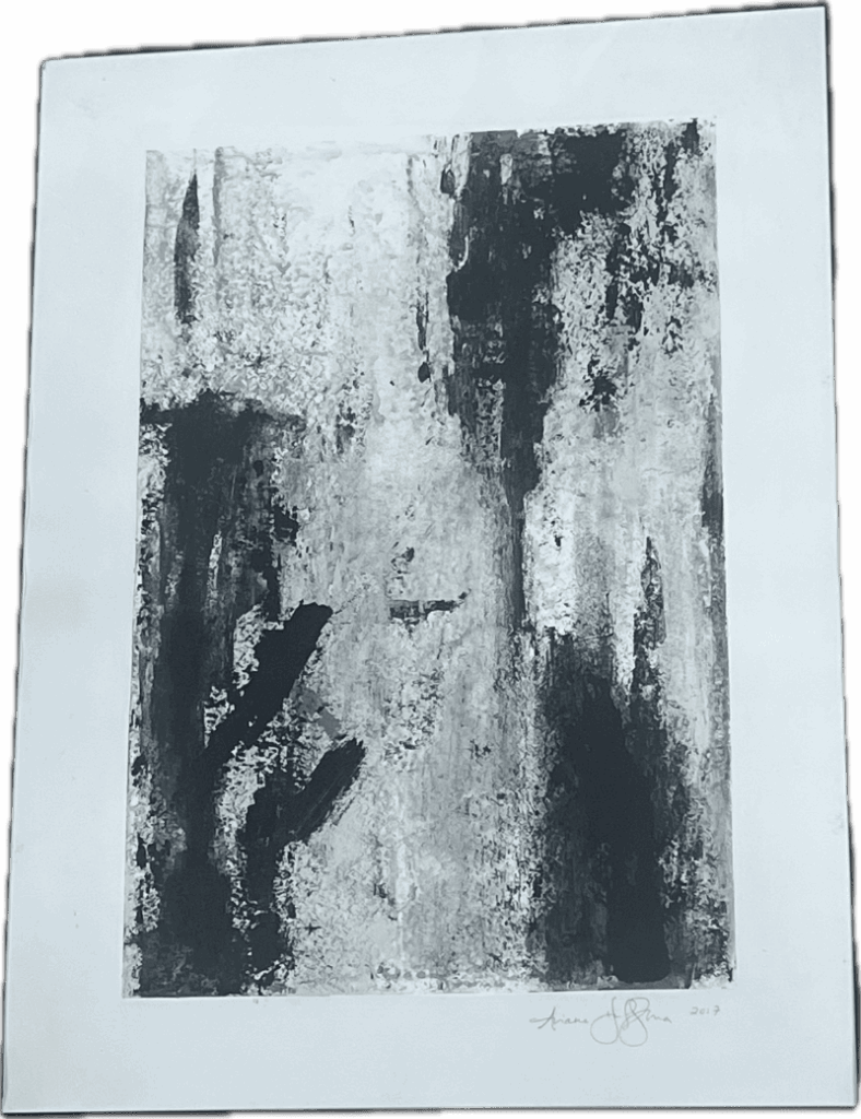 Black and White Abstract Print in White Matte