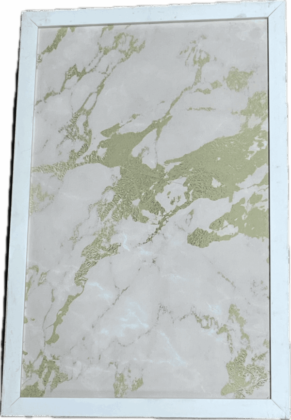 Beige and Gold Marbled Canvas in White Frame