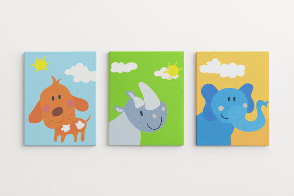 Kids Elephant Dog Rhino Artwork