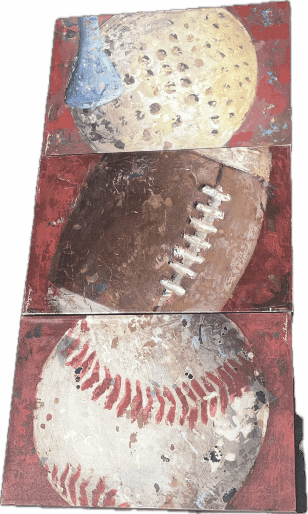 Golf Baseball Football Distressed Art